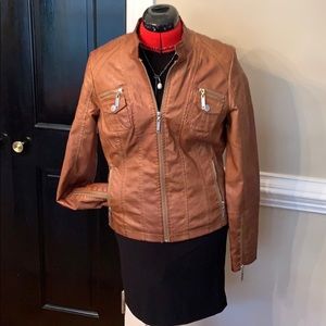 Vegan leather brown jacket JouJou size m